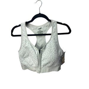 Avia zip front sports bra medium support cheetah print‎ 3x